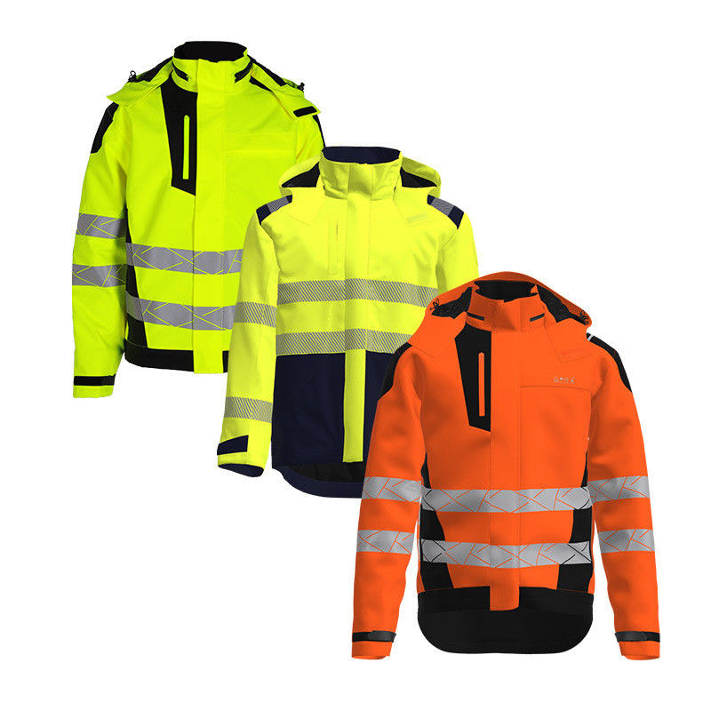 Giacca a cappuccio fluorescente da donna Cappotto a misura resistente alle fiamme Alta visibilità Abbigliamento in giallo resistente alle fiamme
